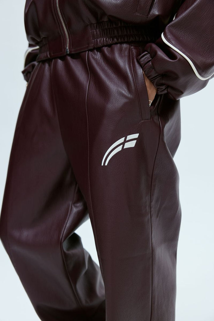 Maroon Leather / Suede  Astral Zip Pants
