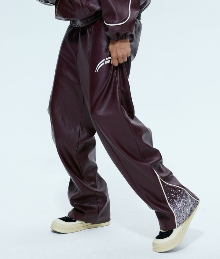 Maroon Leather / Suede  Astral Zip Pants