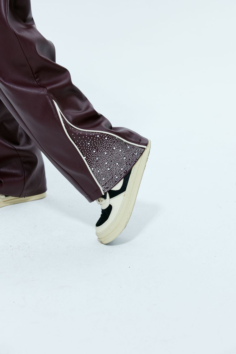 Maroon Leather / Suede  Astral Zip Pants