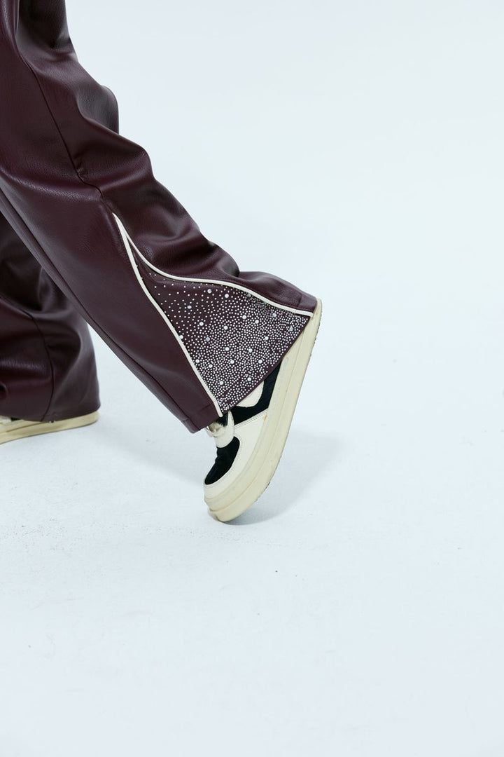 Maroon Leather / Suede  Astral Zip Pants