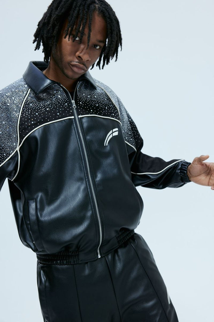 Black Leather / Suede  Astral Zip Jacket