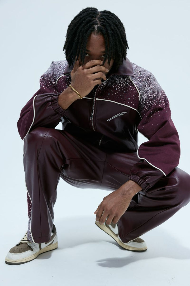 Maroon Leather / Suede  Astral Zip Jacket