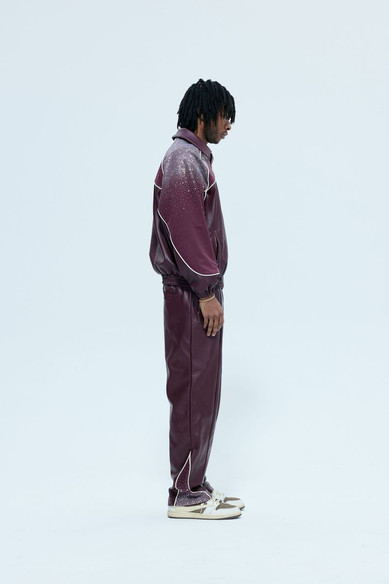 Maroon Leather / Suede  Astral Zip Pants