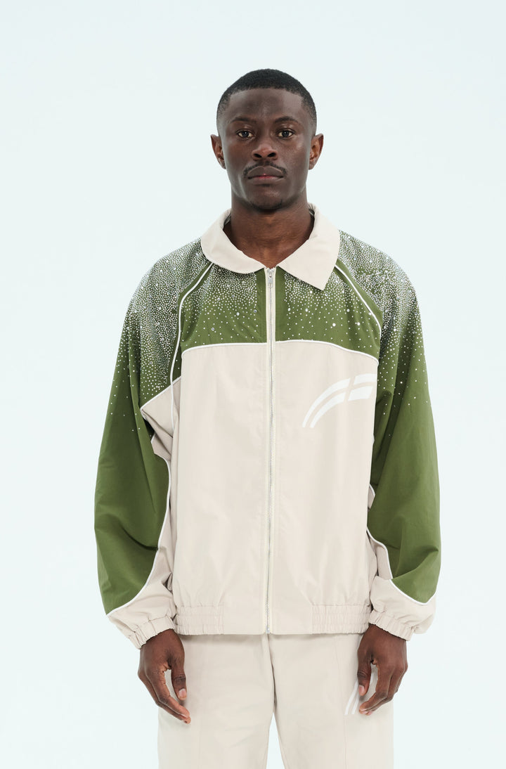 Cream/ Green  "Astral" Zip Windbreaker
