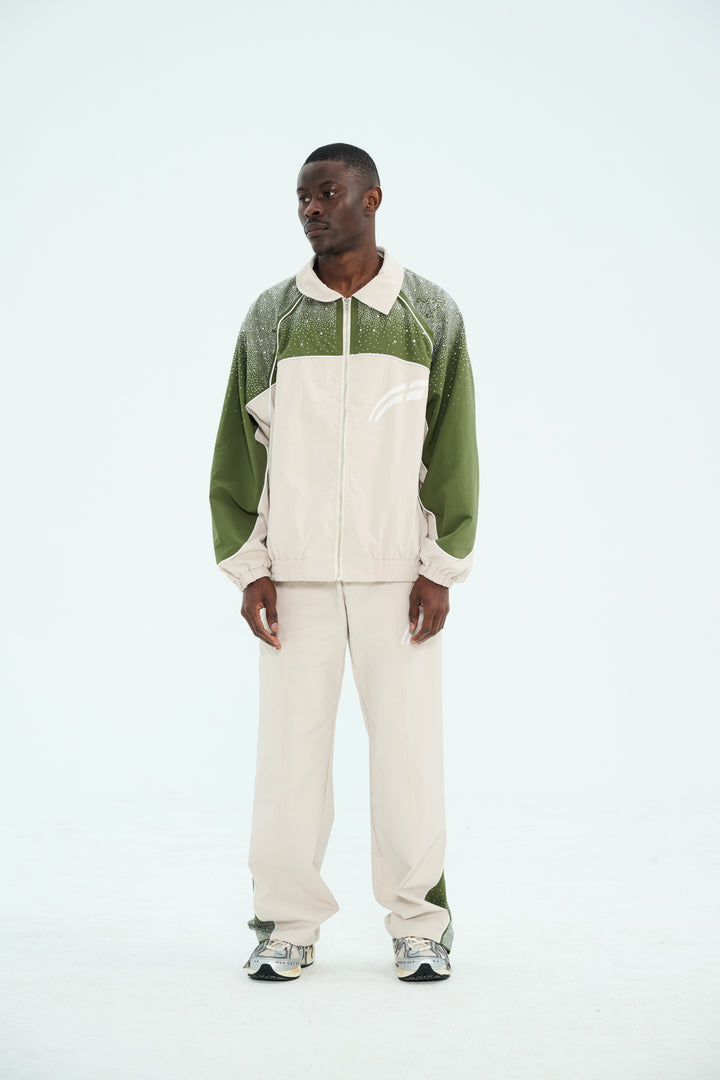 Cream/ Green  "Astral" Zip Windbreaker