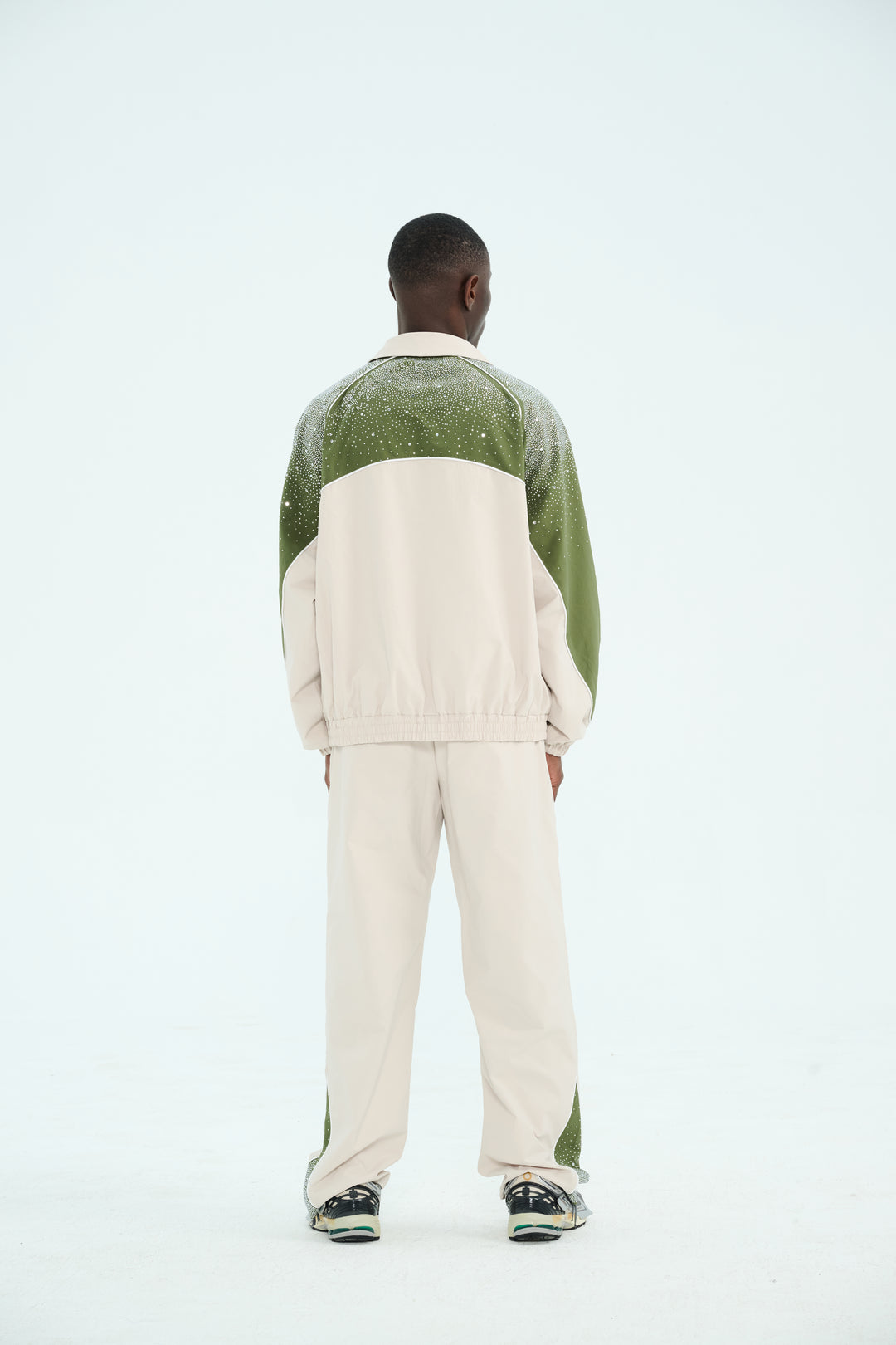 Cream/ Green  "Astral" Zip Windbreaker