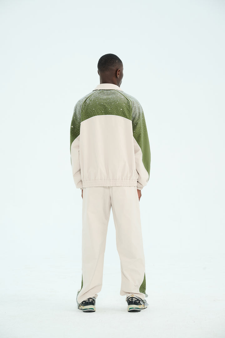 Cream/ Green  "Astral" Zip Windbreaker