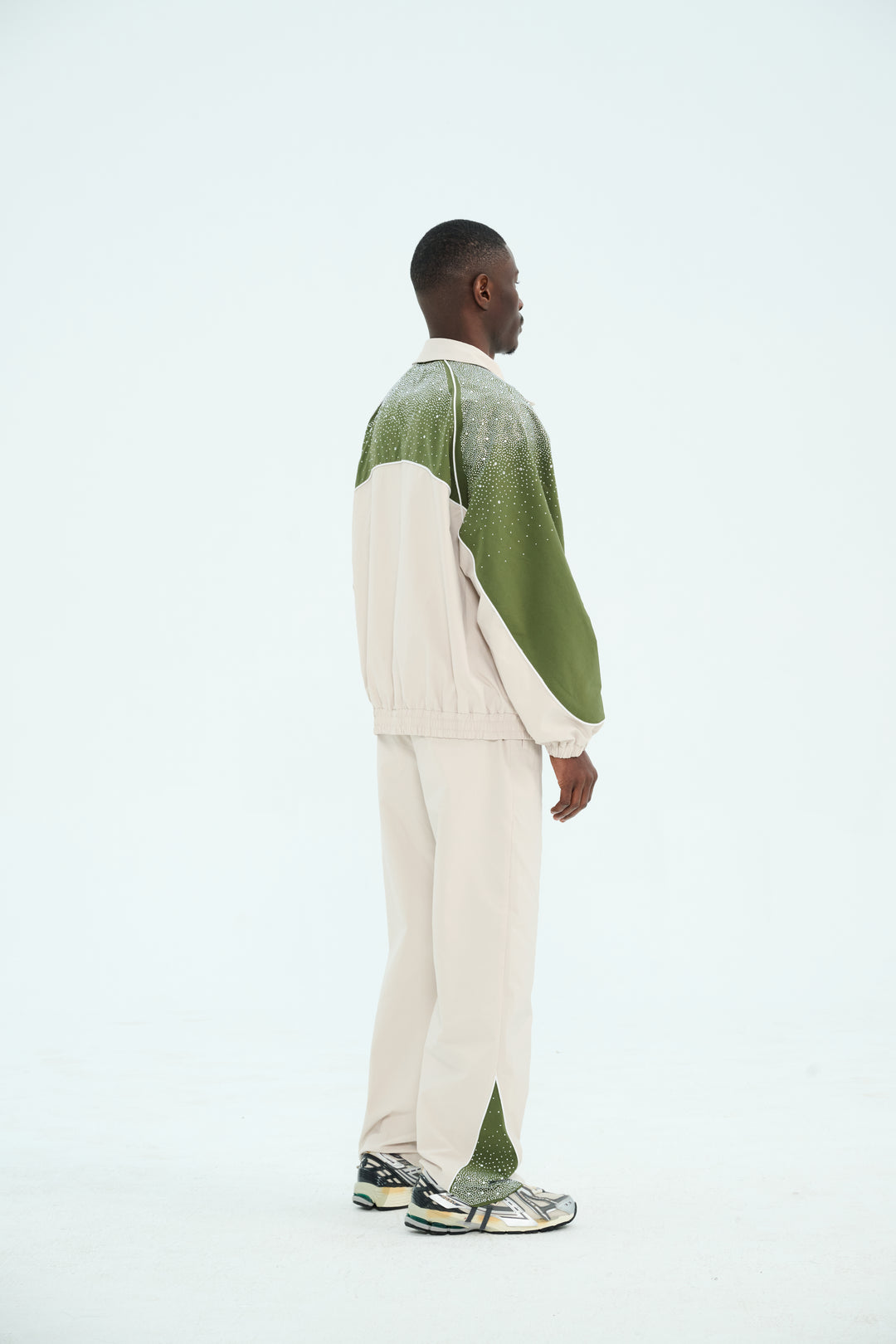 Cream/ Green  "Astral" Zip Windbreaker