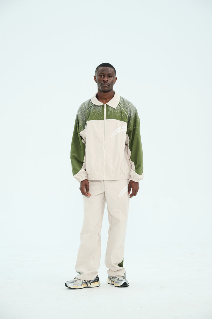 Cream/ Green  "Astral" Zip Windbreaker