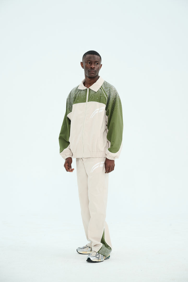 Cream/ Green  "Astral" Zip Windbreaker