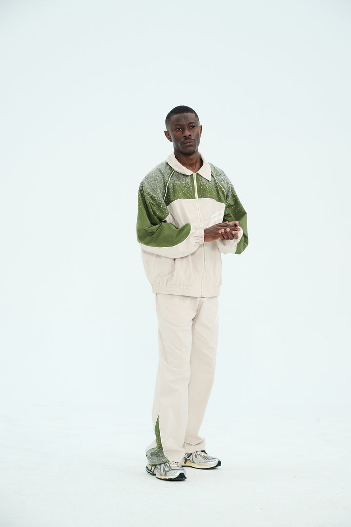 Cream/ Green  "Astral" Zip Windbreaker