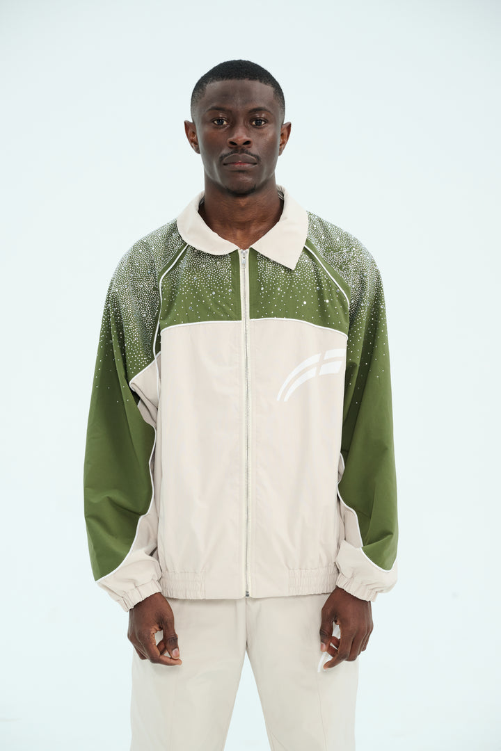 Cream/ Green  "Astral" Zip Windbreaker