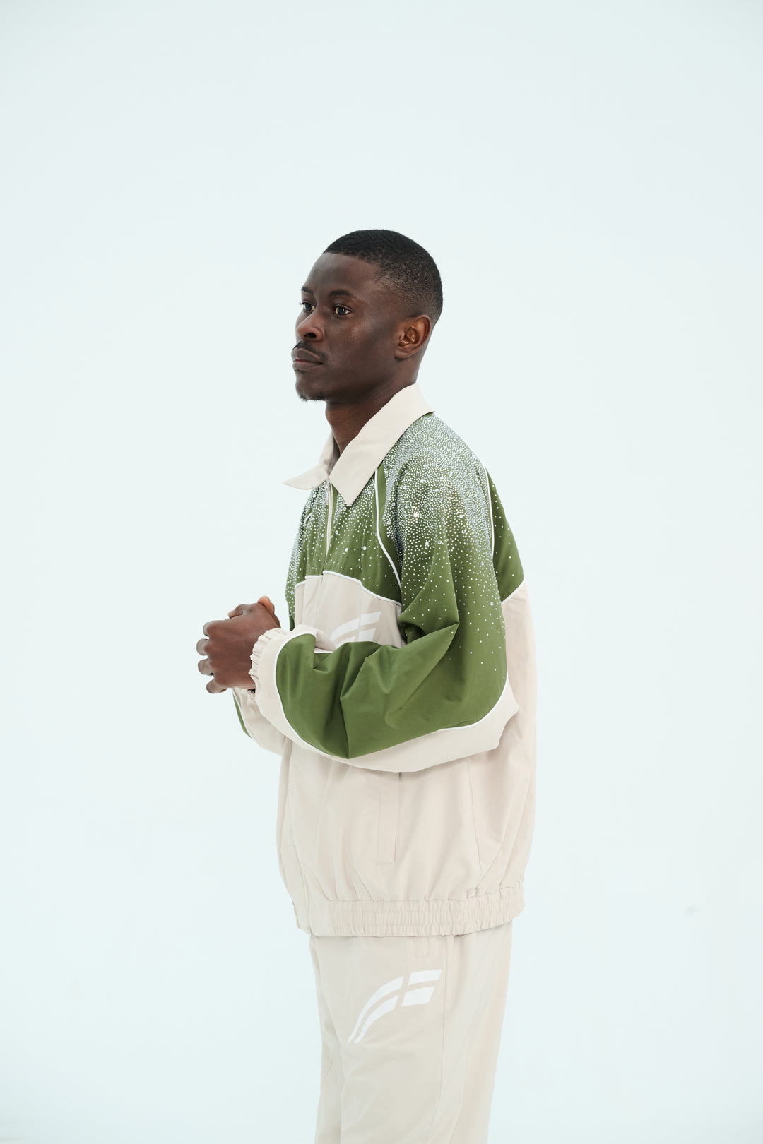 Cream/ Green  "Astral" Zip Windbreaker