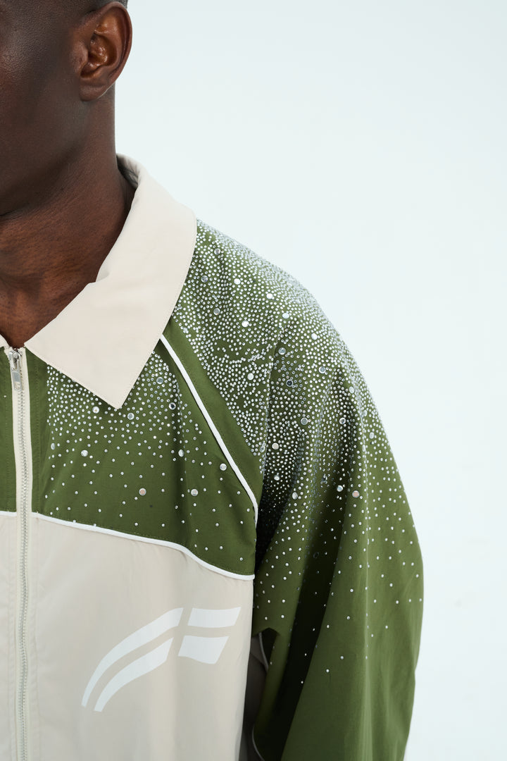 Cream/ Green  "Astral" Zip Windbreaker