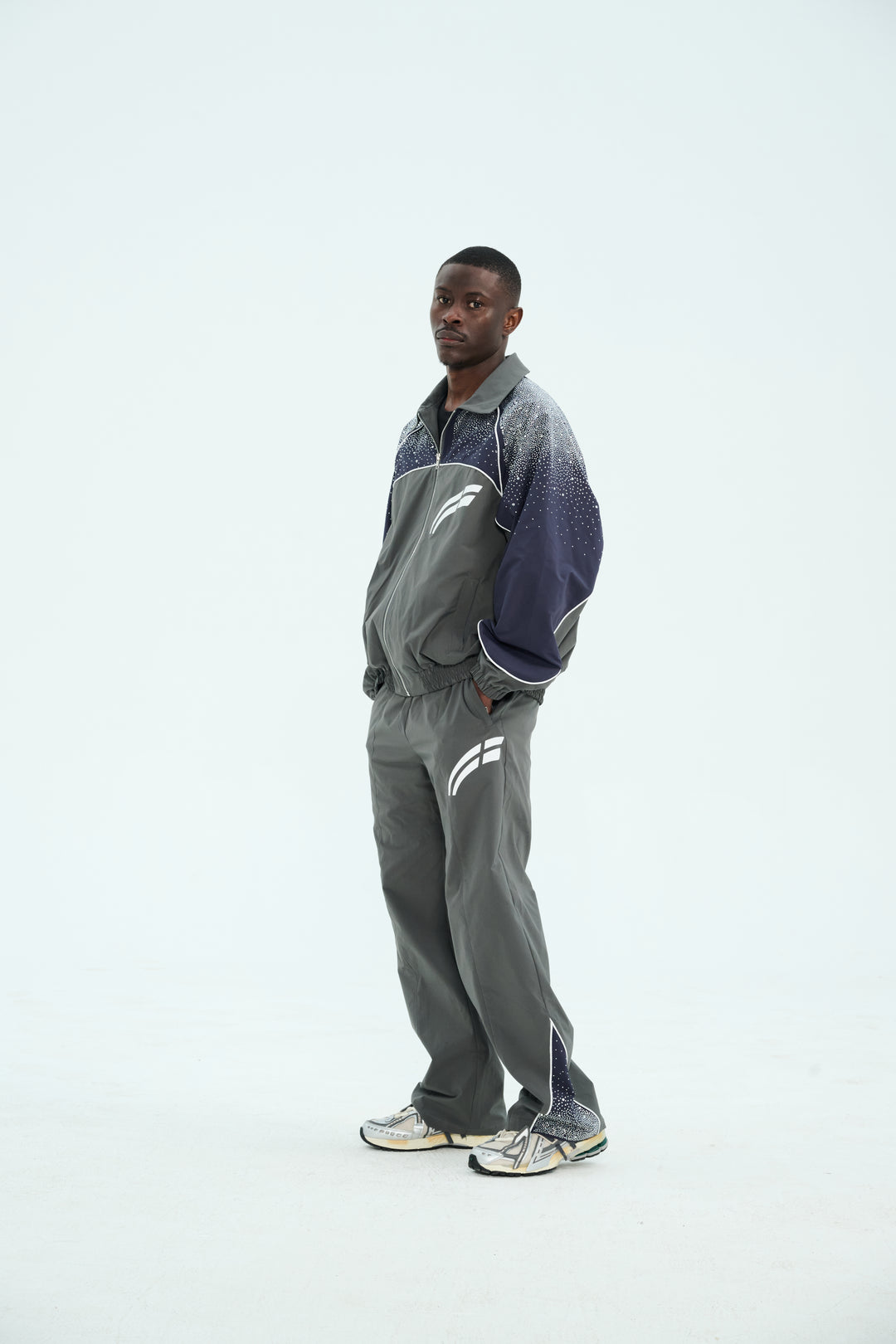 Navy/ Charcoal  "Astral" Zip Windbreaker