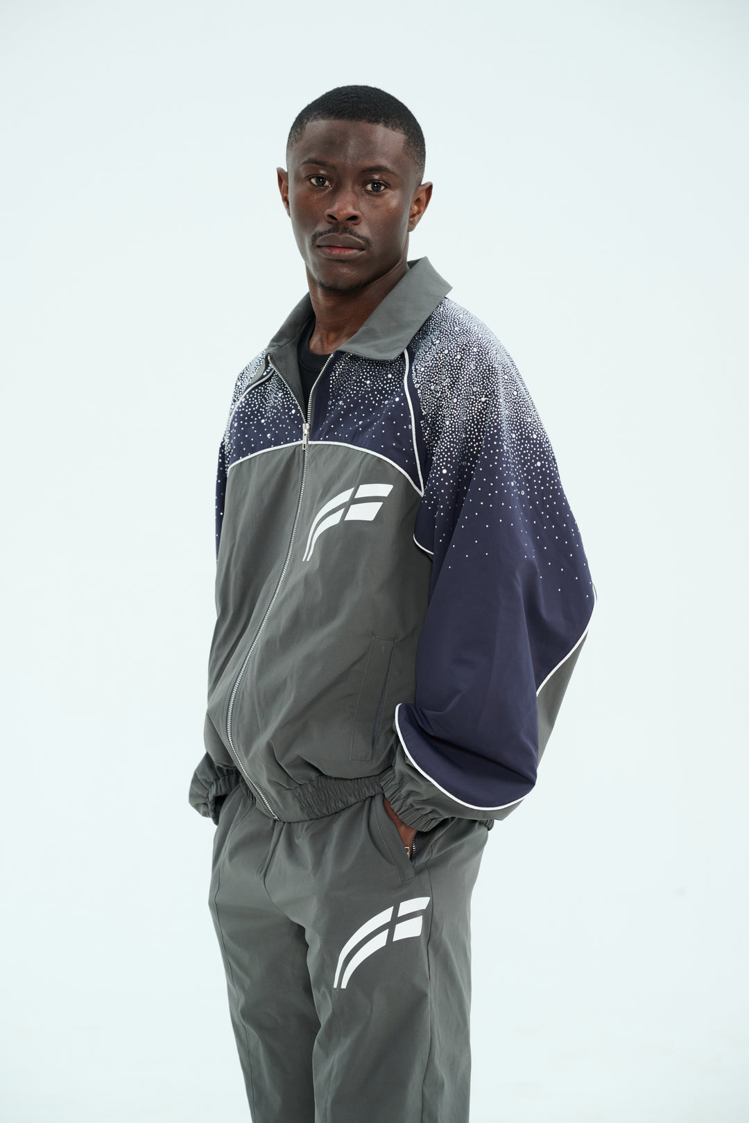 Navy/ Charcoal  "Astral" Zip Windbreaker