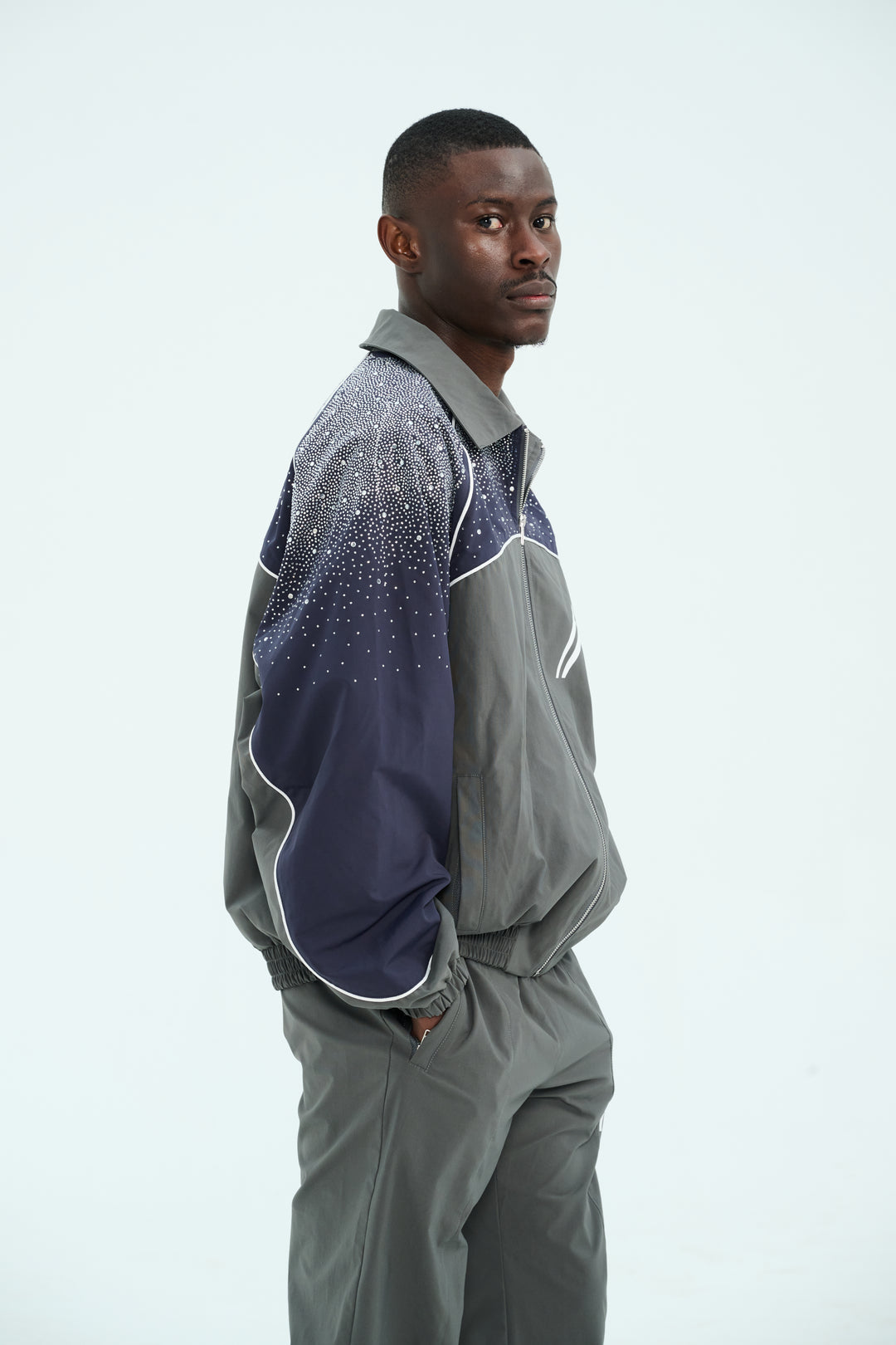 Navy/ Charcoal  "Astral" Zip Windbreaker