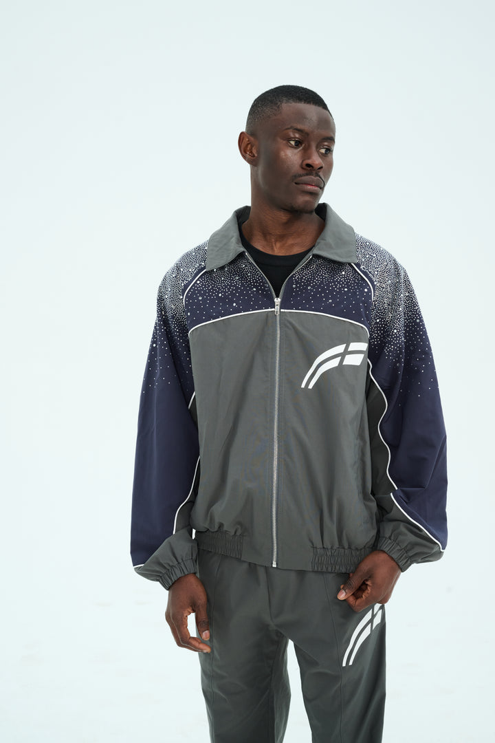Navy/ Charcoal  "Astral" Zip Windbreaker
