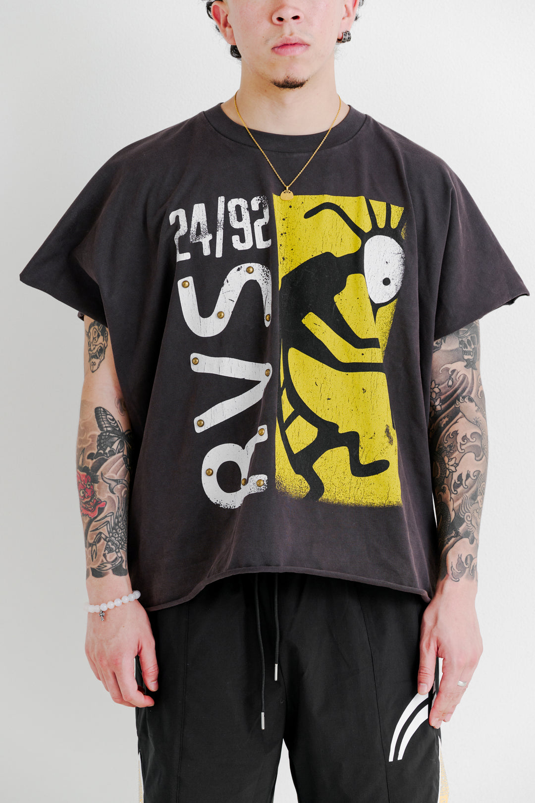 Pigment Wash "Artifact"  Cut Off Wing-Tee