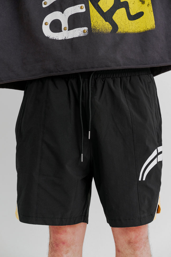 Black/ Yellow  " "Astral" shorts