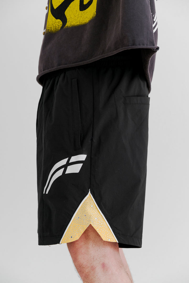 Black/ Yellow  " "Astral" shorts
