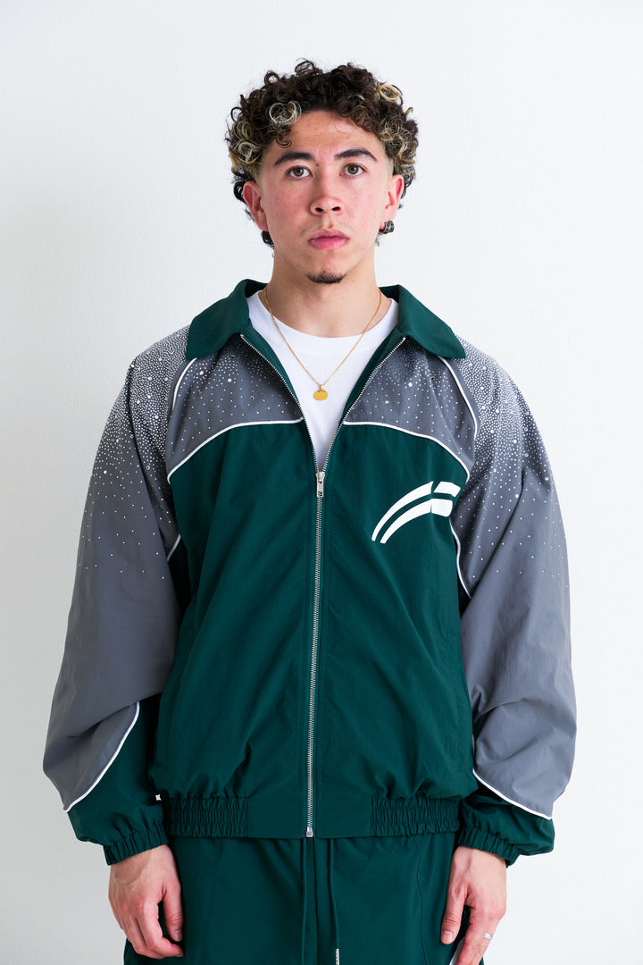 Emerald / Grey "Astral" Zip Windbreaker
