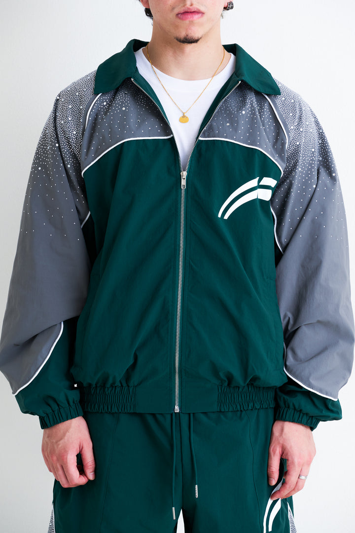 Emerald / Grey "Astral" Zip Windbreaker