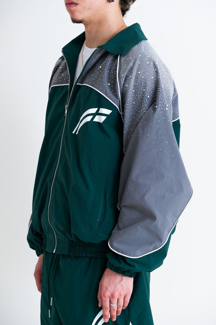 Emerald / Grey "Astral" Zip Windbreaker