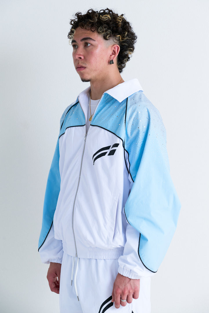 White/ Sky Blue  "Astral" Zip Windbreaker