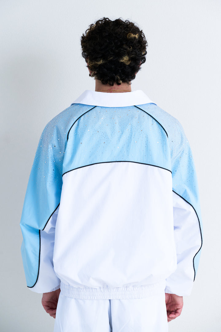 White/ Sky Blue  "Astral" Zip Windbreaker