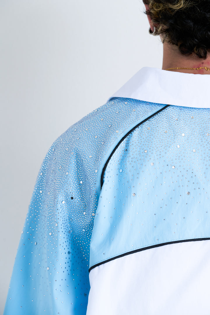 White/ Sky Blue  "Astral" Zip Windbreaker