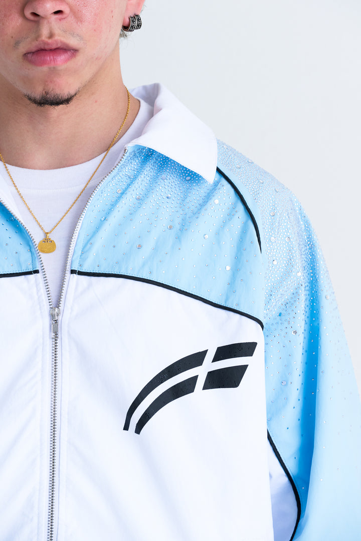 White/ Sky Blue  "Astral" Zip Windbreaker