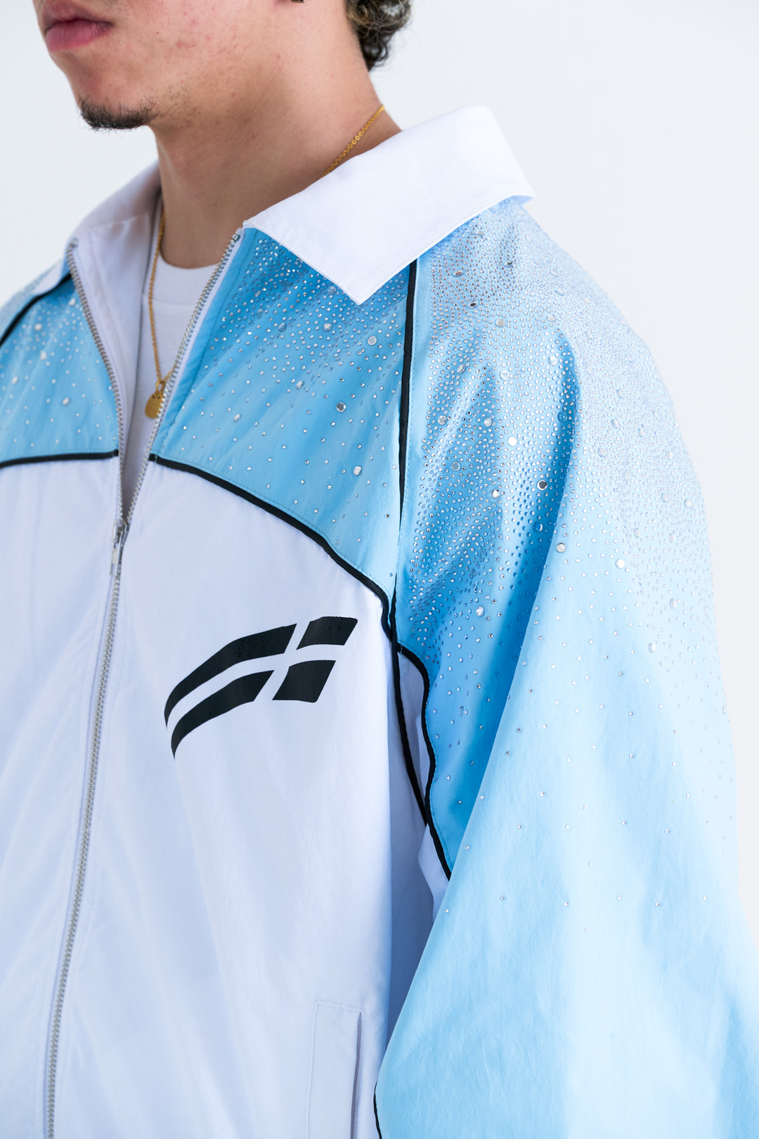 White/ Sky Blue  "Astral" Zip Windbreaker