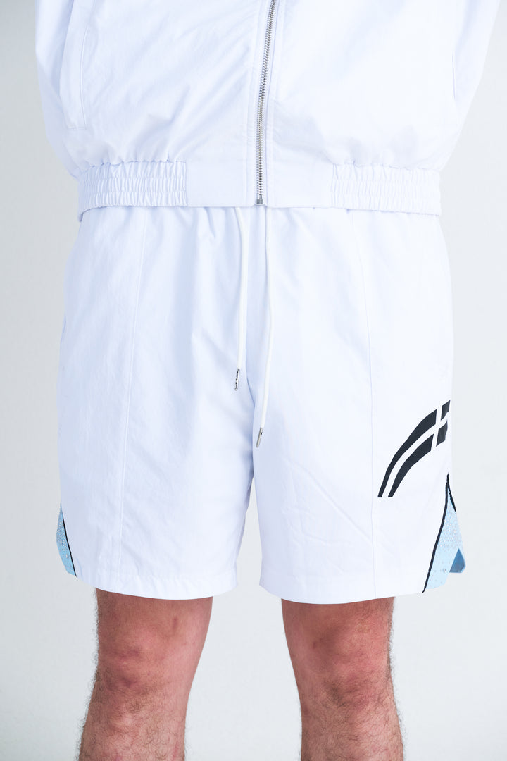 White/ Sky Blue  "Astral" shorts