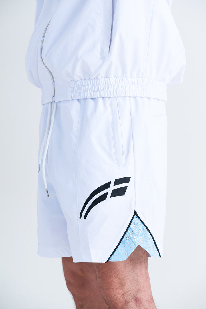 White/ Sky Blue  "Astral" shorts