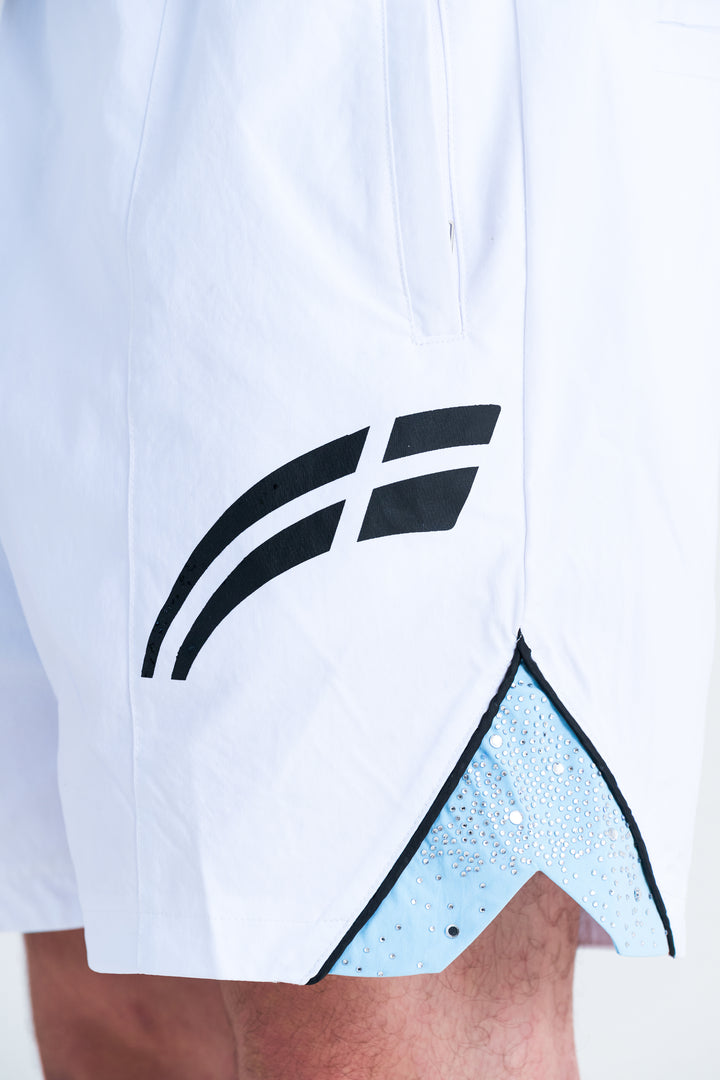 White/ Sky Blue  "Astral" shorts