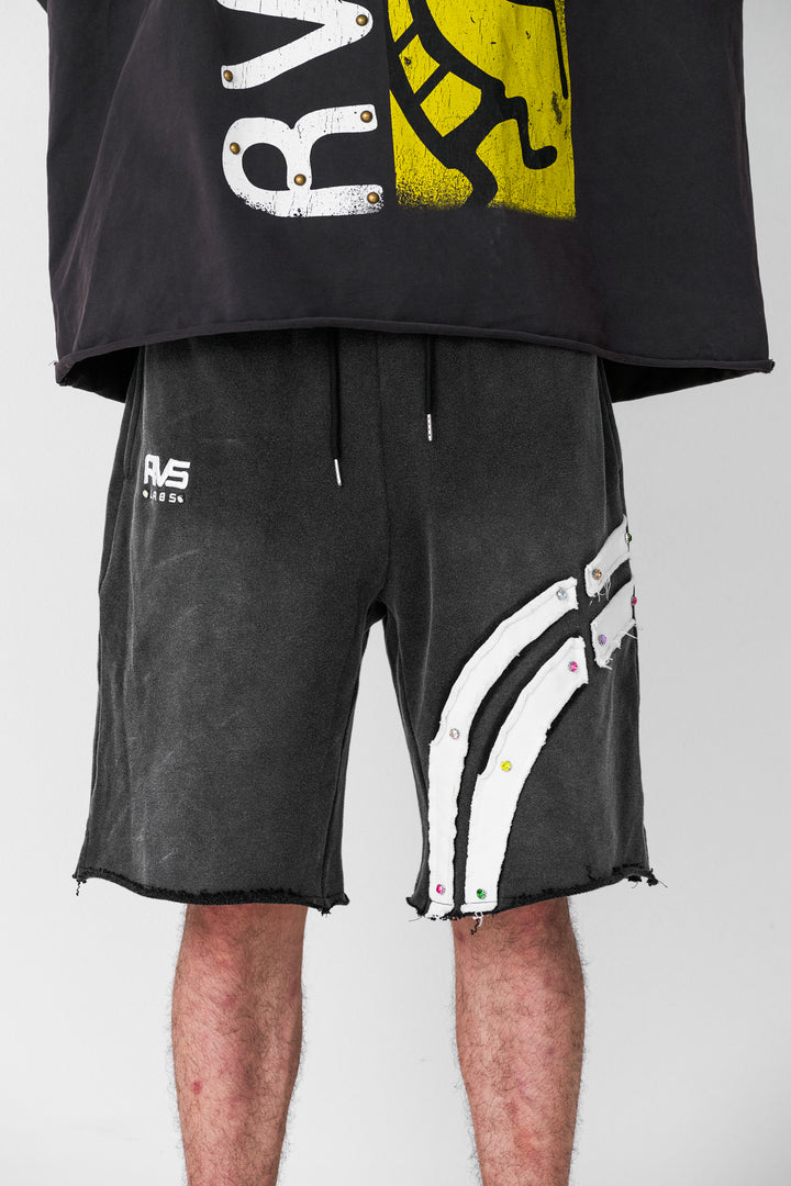 Smoke Washed "Signature" Shorts with Gem Stones