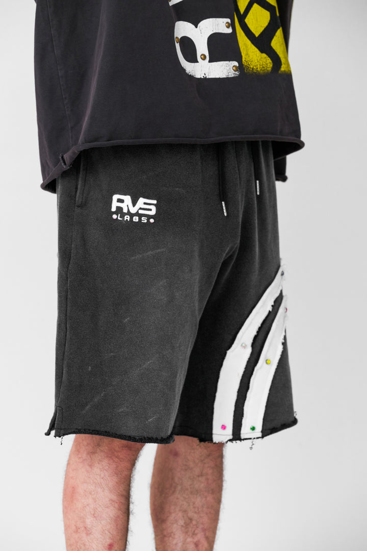 Smoke Washed "Signature" Shorts with Gem Stones
