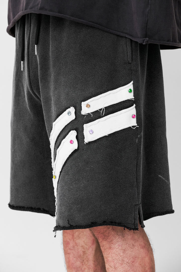 Smoke Washed "Signature" Shorts with Gem Stones