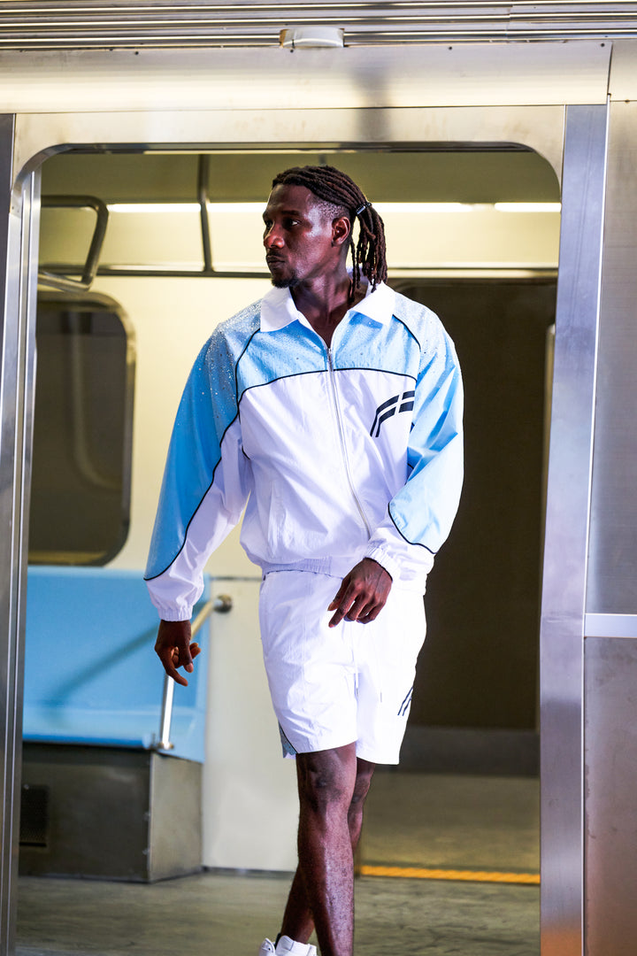 White/ Sky Blue  "Astral" shorts