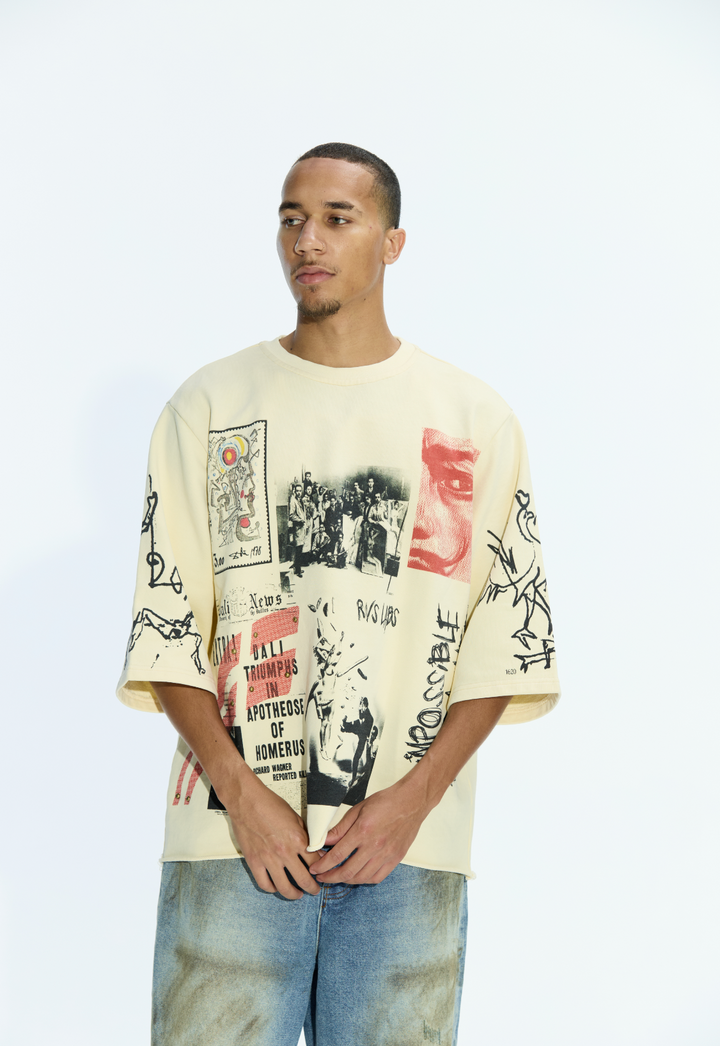 Cream "Dali Theory" 3/4 sweater