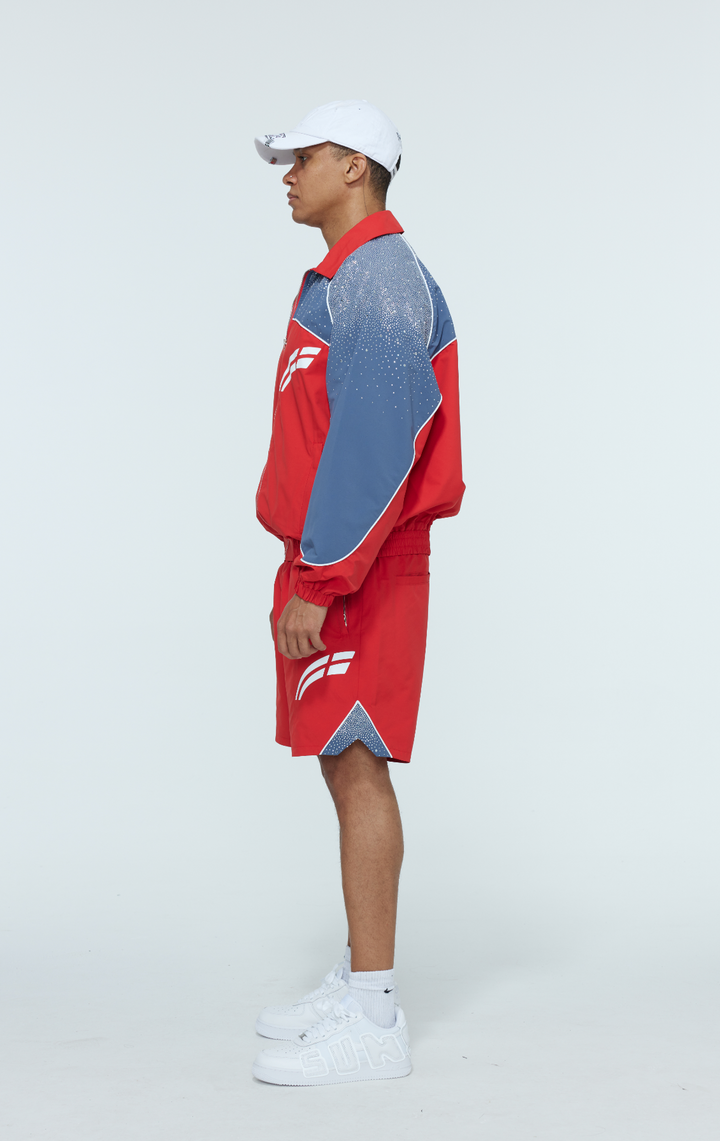 Cherry / Steel Blue  "Astral" Zip Windbreaker  - PRE ORDER
