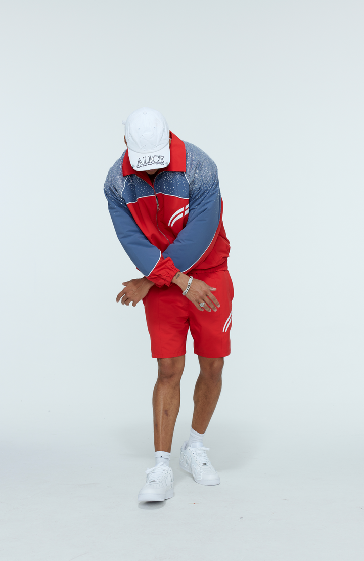 Cherry / Steel Blue  "Astral" Zip Windbreaker  - PRE ORDER