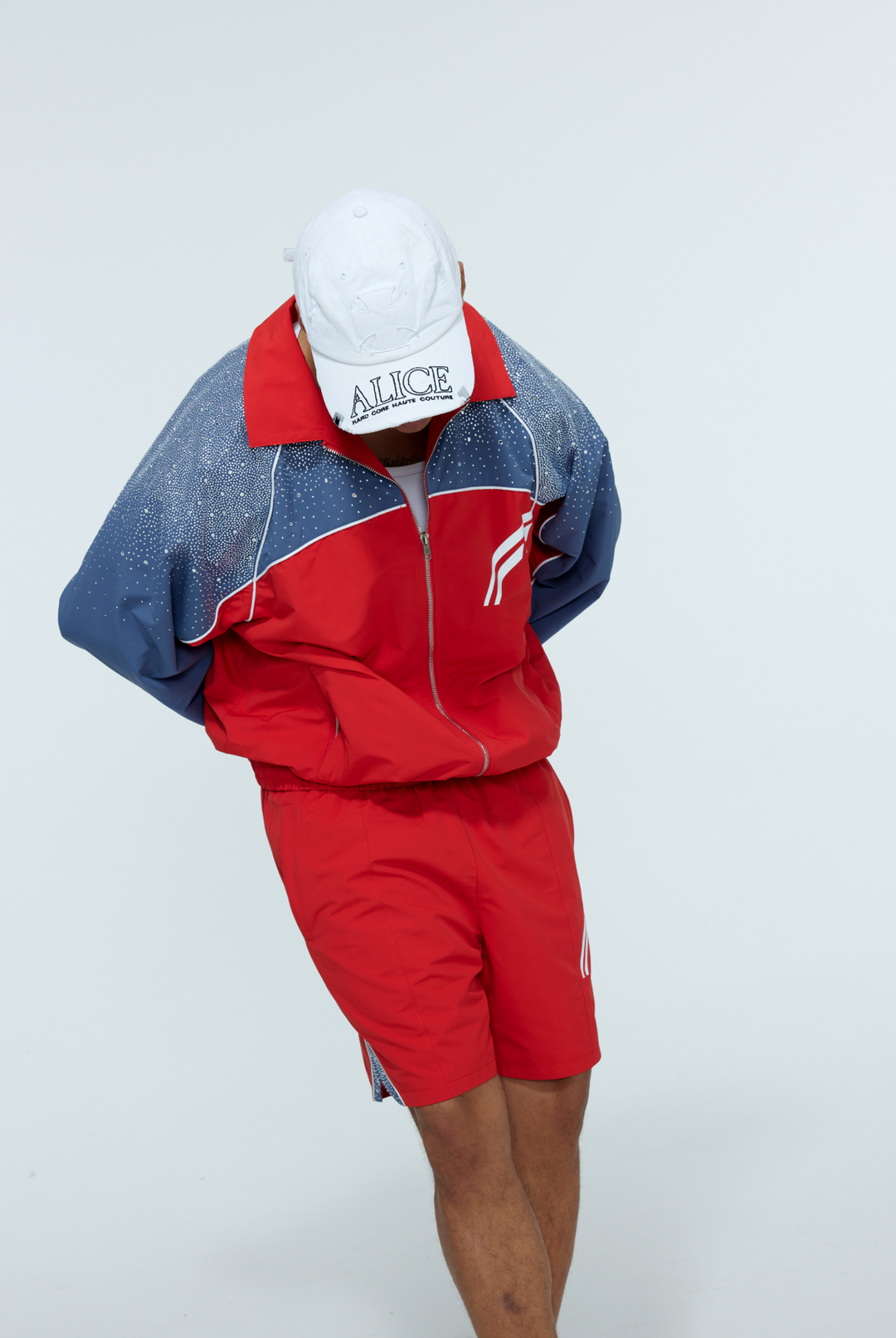 Cherry / Steel Blue  "Astral" Zip Windbreaker  - PRE ORDER