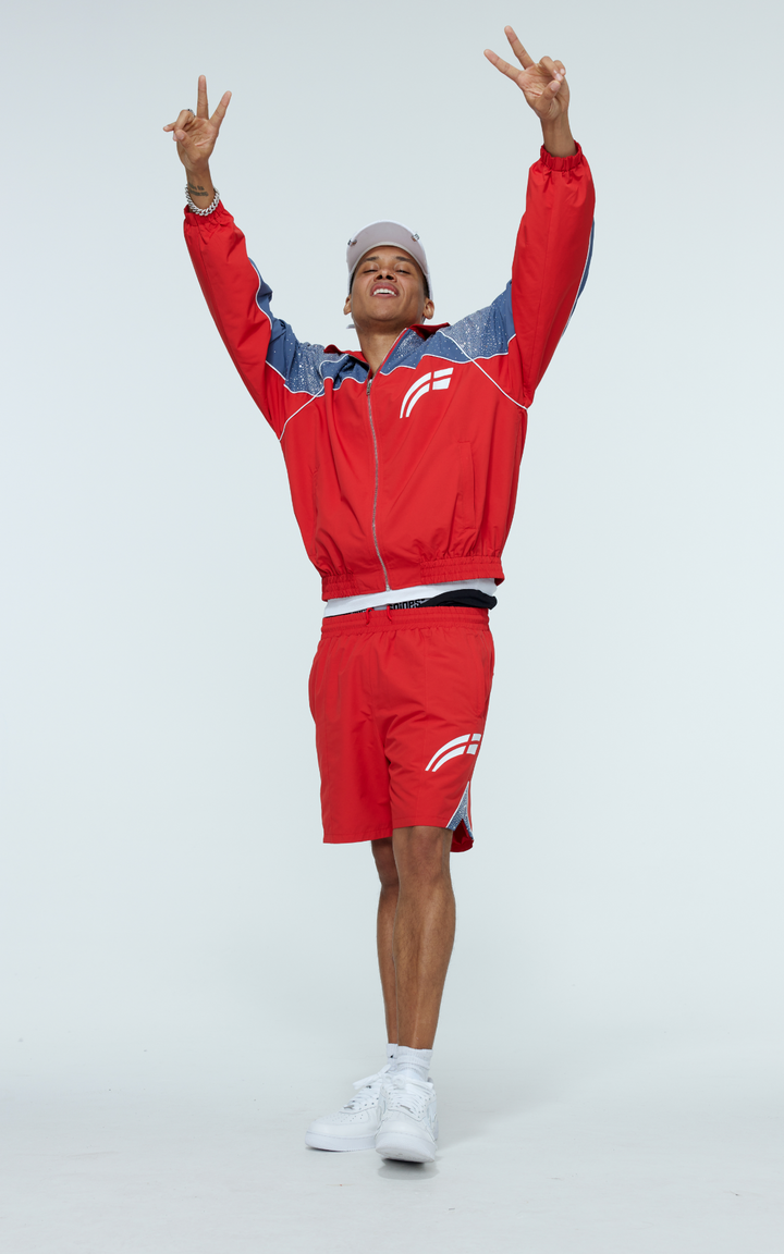 Cherry / Steel Blue  "Astral" Zip Windbreaker  - PRE ORDER