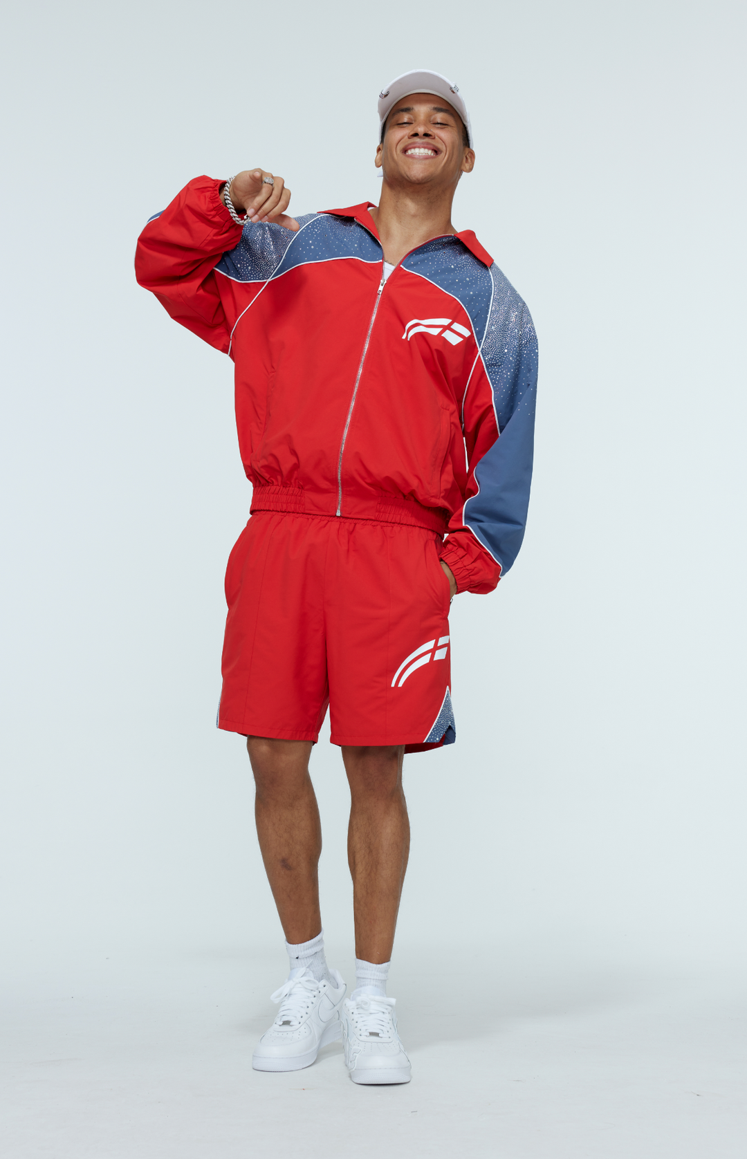 Cherry / Steel Blue  "Astral" Zip Windbreaker  - PRE ORDER