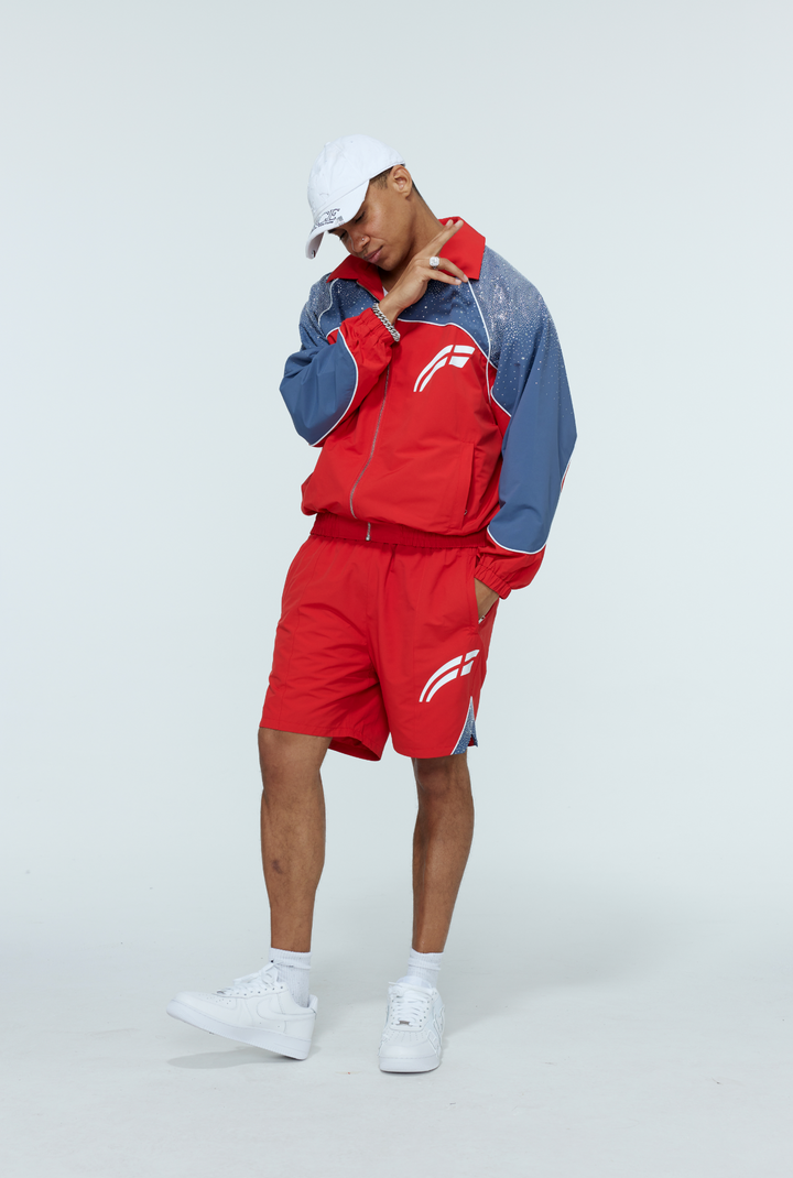 Cherry / Steel Blue  "Astral" Zip Windbreaker  - PRE ORDER