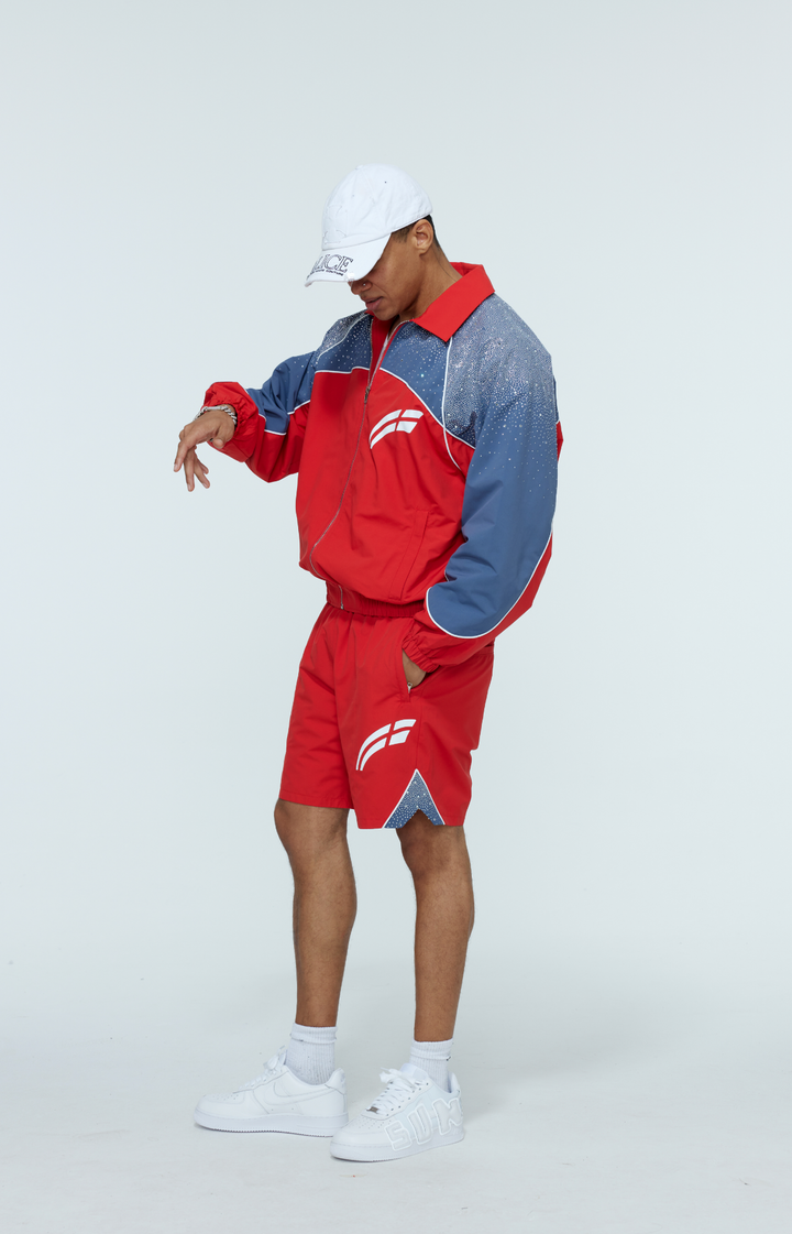 Cherry / Steel Blue  "Astral" Zip Windbreaker  - PRE ORDER