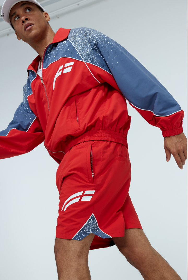 Cherry / Steel Blue  "Astral" Zip Windbreaker  - PRE ORDER