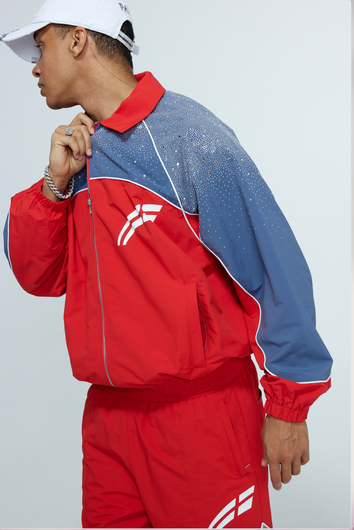 Cherry / Steel Blue  "Astral" Zip Windbreaker  - PRE ORDER